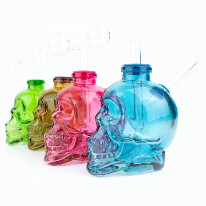 4" Heavy Glass Skull Oil Burner Bubbler Water Pipe - Image 7