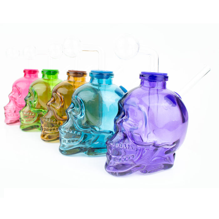 4" Heavy Glass Skull Oil Burner Bubbler Water Pipe - Image 2