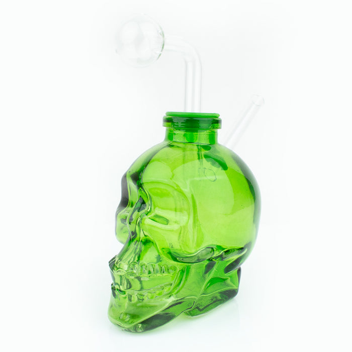 4" Heavy Glass Skull Oil Burner Bubbler Water Pipe - Image 5