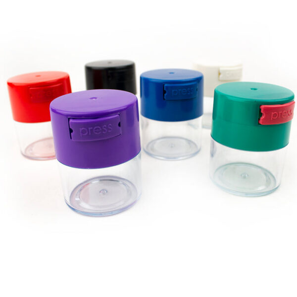 Acrylic Air Tight Jar 120mL 4oz. - Colored Lid Clear Bottom