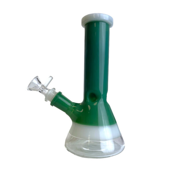 8" White Ring Beaker Glass Water Pipe - Image 7