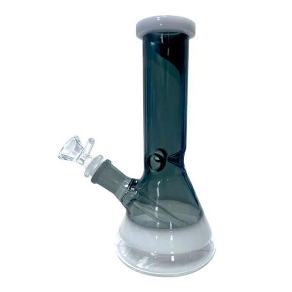 8" White Ring Beaker Glass Water Pipe - Image 6