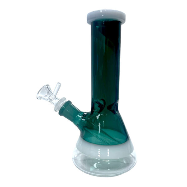 8" White Ring Beaker Glass Water Pipe - Image 5