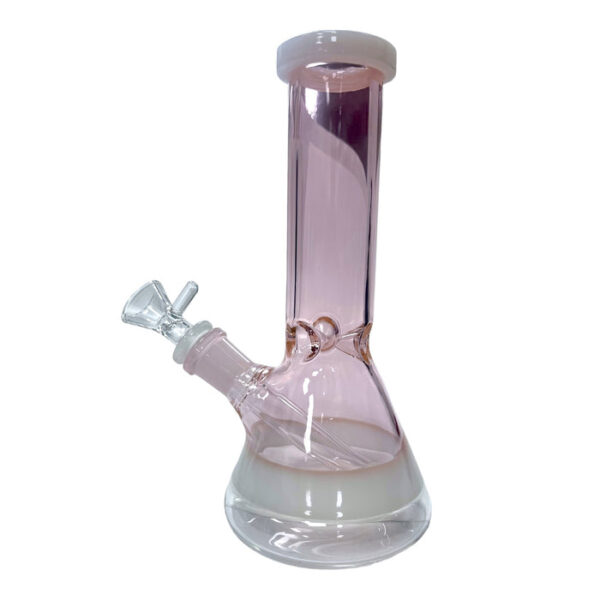 8" White Ring Beaker Glass Water Pipe - Image 4