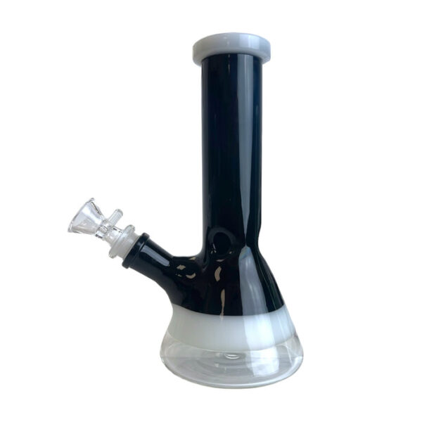 8" White Ring Beaker Glass Water Pipe - Image 3
