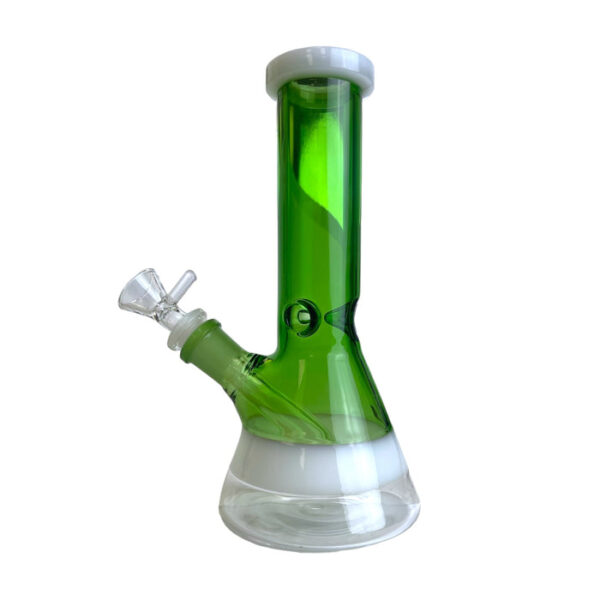 8" White Ring Beaker Glass Water Pipe - Image 2