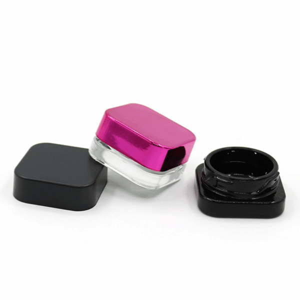 5ml Cube Glossy Black Glass Child Resistant Jar - Image 4