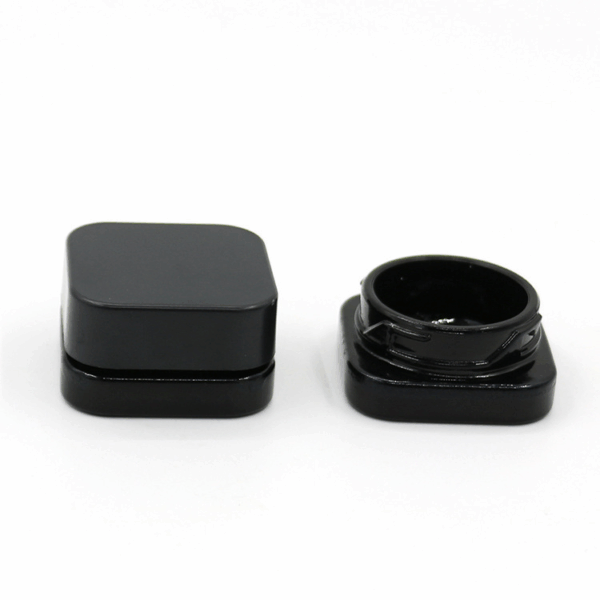 5ml Cube Glossy Black Glass Child Resistant Jar
