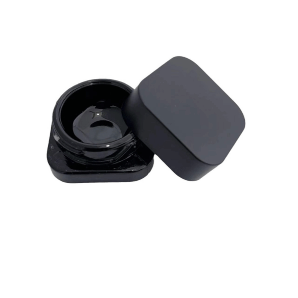 5ml Cube Glossy Black Glass Child Resistant Jar - Image 2