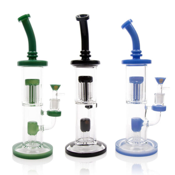12" Toxic Double Tree Perc Rig Water Pipe