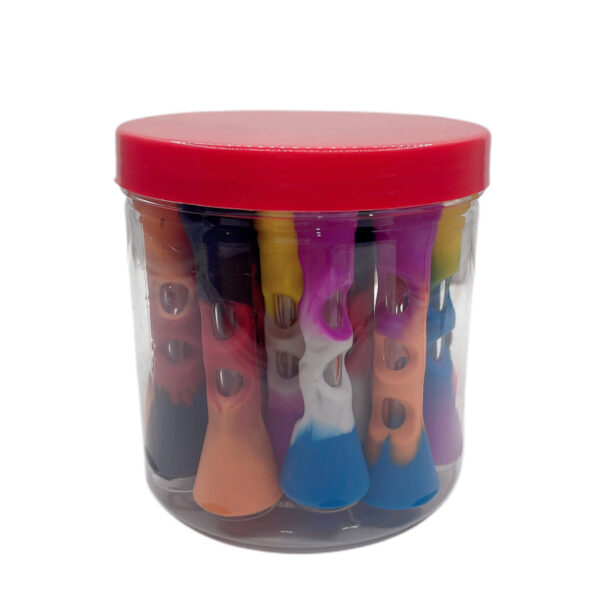 3.5" Flashlight Silicone Chillum with Glass Bowl - Image 5