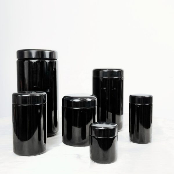 Natural UV Violet Black Glass Storage Cannabis Jars