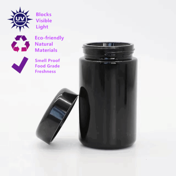 Natural UV Violet Black Glass Storage Cannabis Jars - Image 2