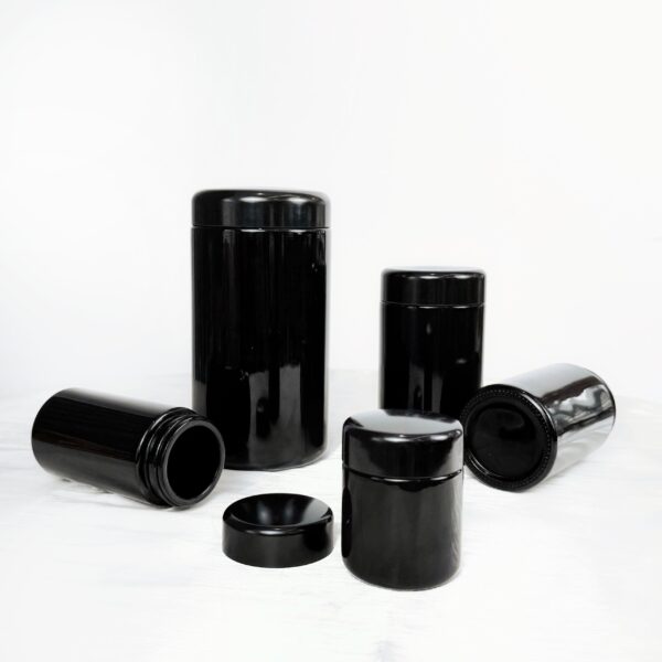 Natural UV Violet Black Glass Storage Cannabis Jars - Image 5