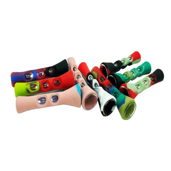 3.5" Flashlight Silicone Chillum with Glass Bowl - Image 7